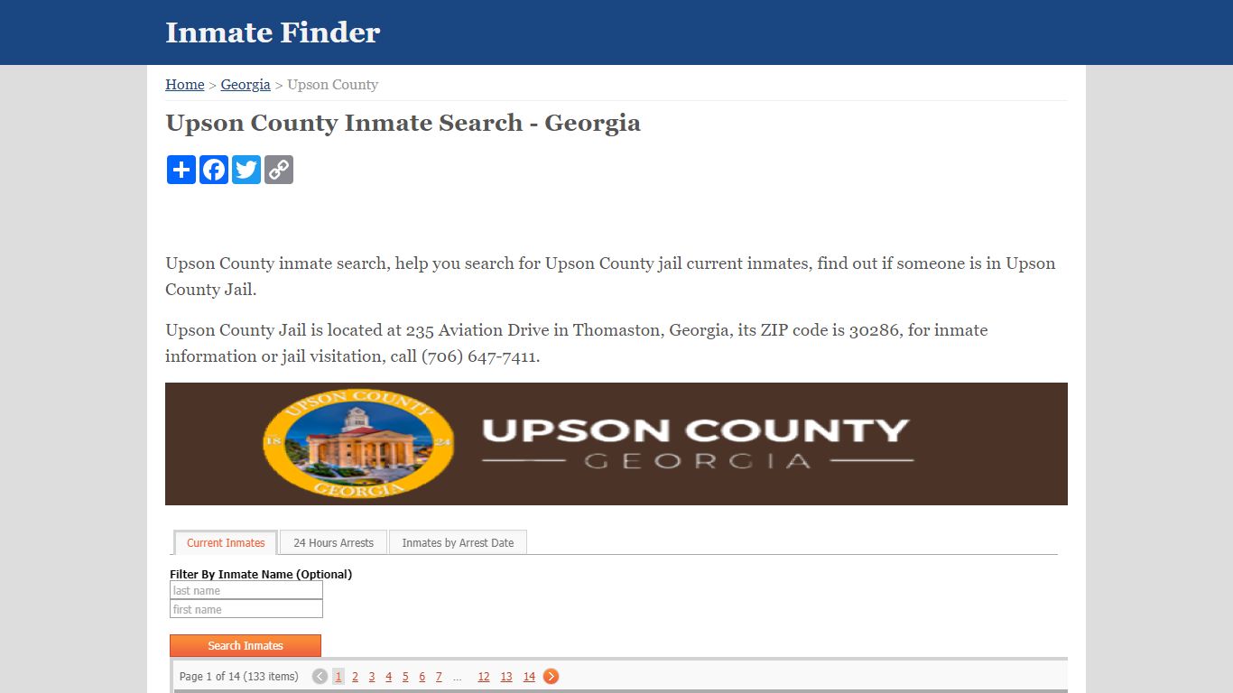 Upson County Inmate Search - Georgia