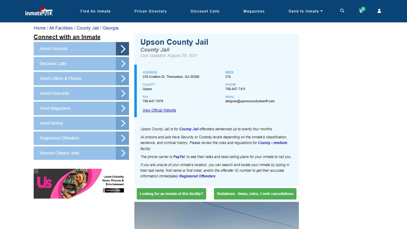 Upson County Jail - Inmate Locator - Thomaston, GA